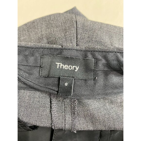 Theory Women Gray Wool Dress Pants Size 8 Trouser Career Formal Capsule Straight - Picture 15 of 16
